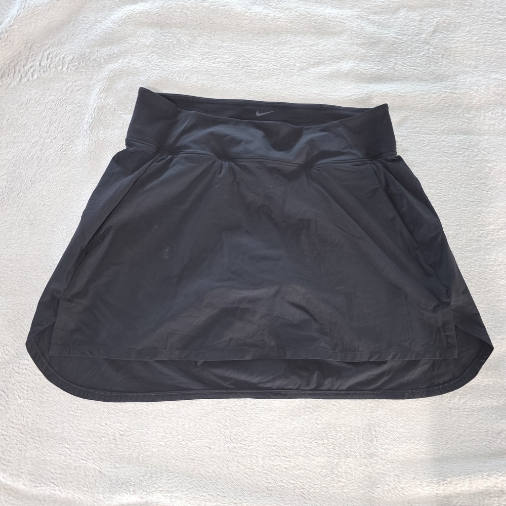 Nike Dri Fit‎ Skort Womens M Black Lined Stretch Golf Tennis Pleated Athleisure